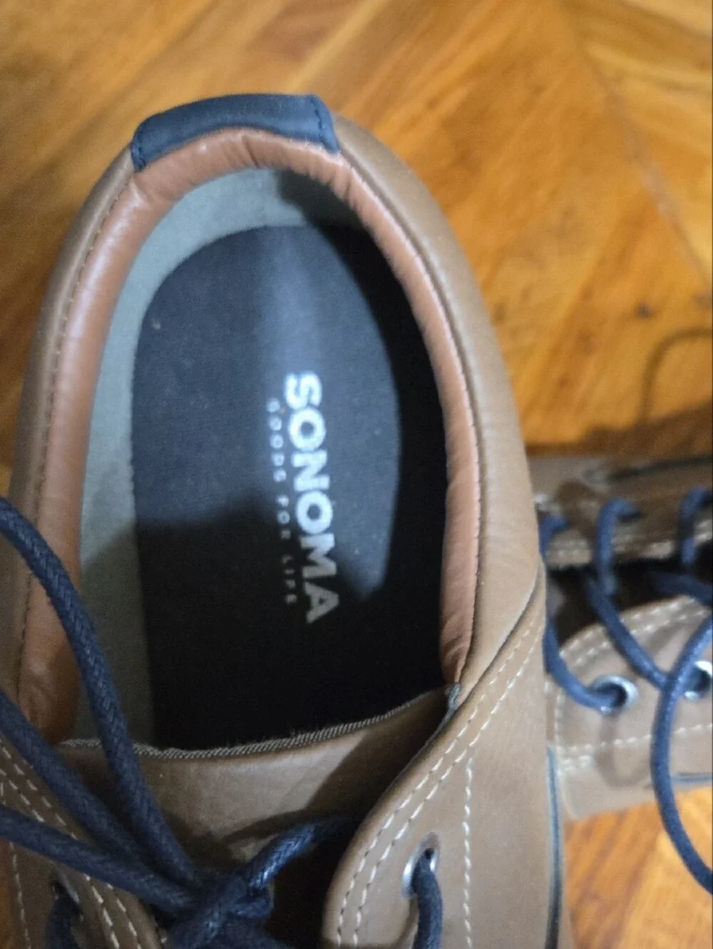 SONOMA Men's Tan and Navy Boat Shoes